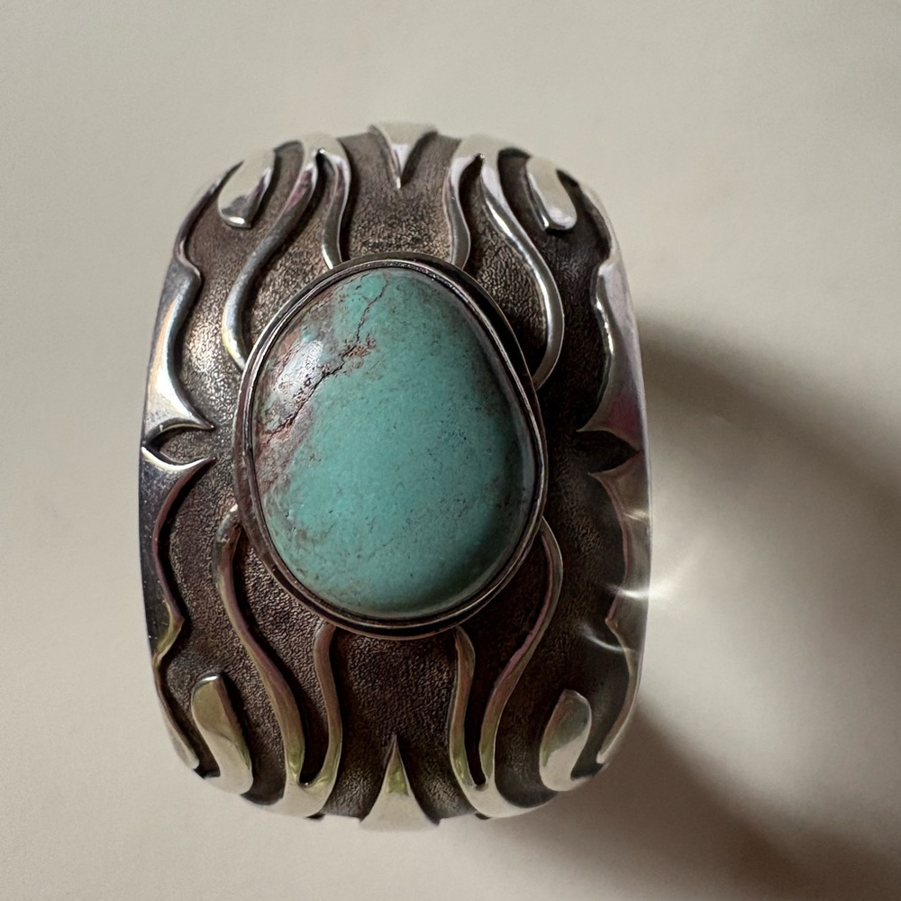 Vintage Navajo Silver and Turquoise Cuff Bracelet